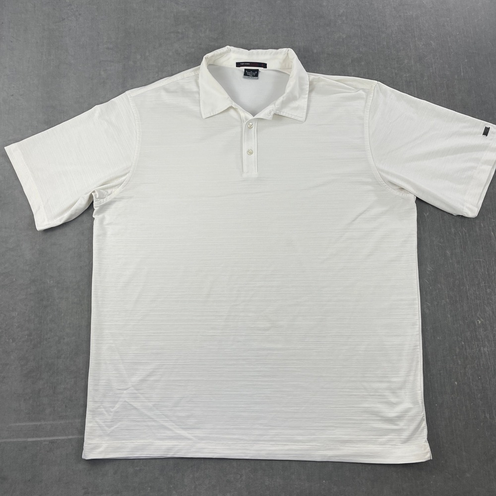Nike Tiger Woods Mens XL White Polo Shirt Dri-FIT Golf Performance TW Collection